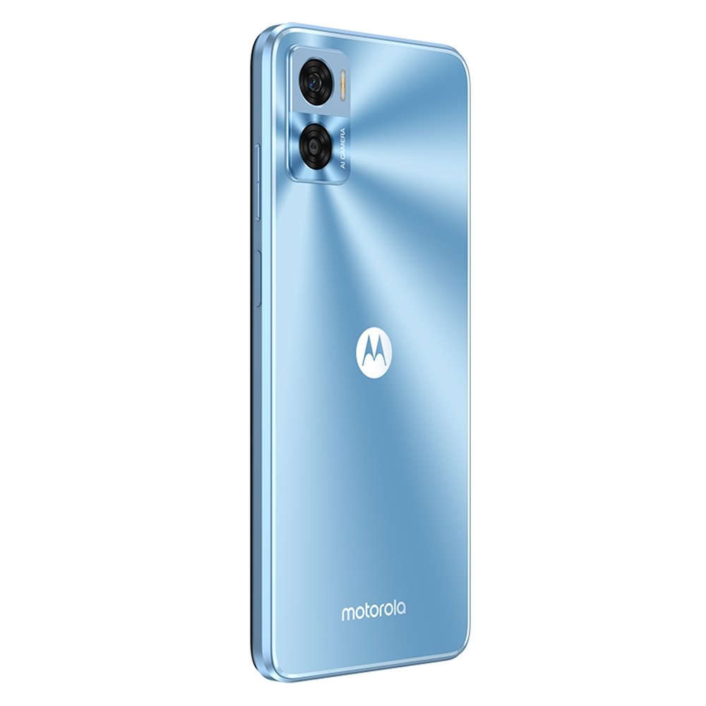 Smartphone Motorola Moto E22 Azul, Tela de 6.5", 4G+Wi-Fi, And. 13 Go, Câm. Tras. 16+2MP, Frontal de 5MP, 4GB RAM, 128GB