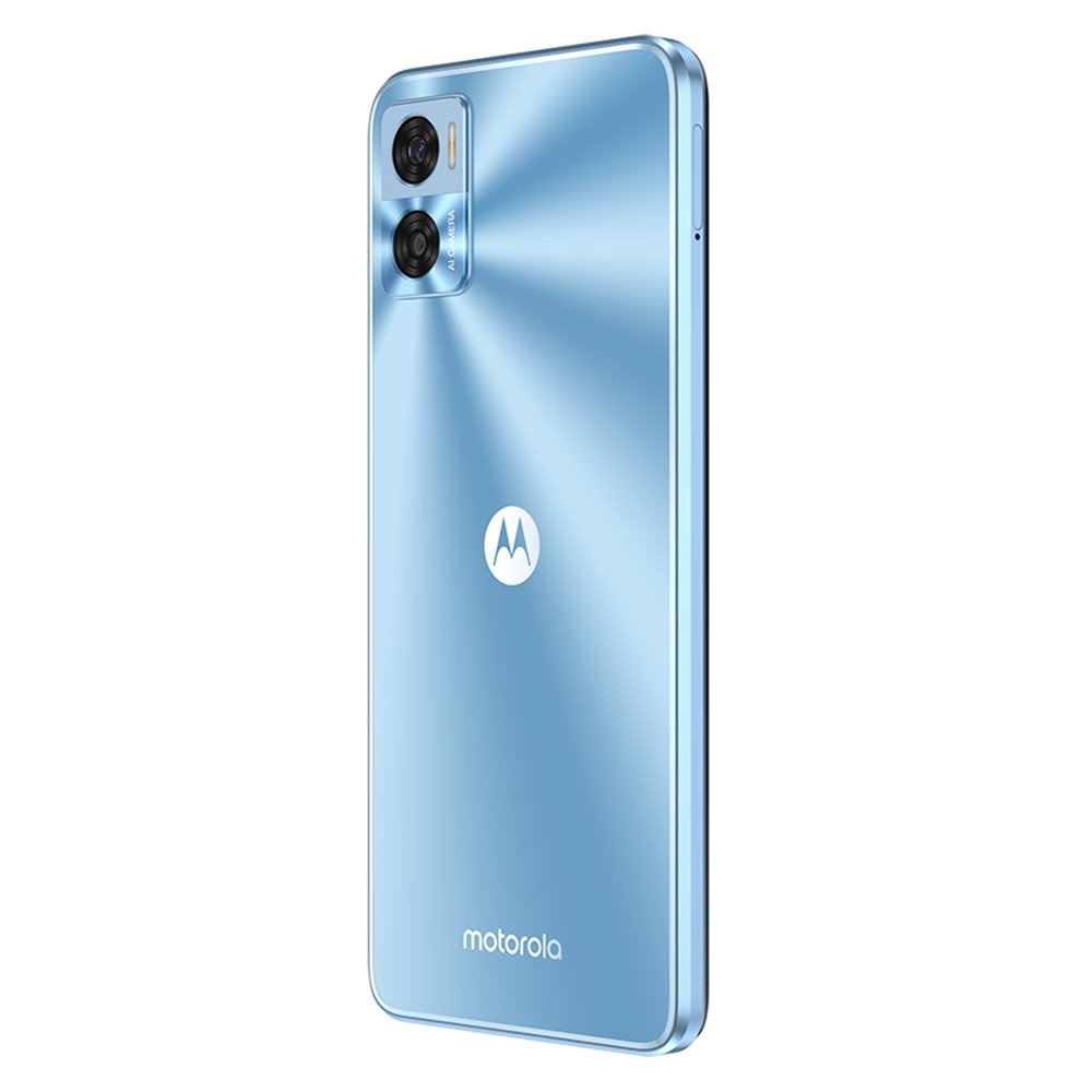 Smartphone Motorola Moto E22 Azul, Tela de 6.5", 4G+Wi-Fi, And. 13 Go, Câm. Tras. 16+2MP, Frontal de 5MP, 4GB RAM, 128GB