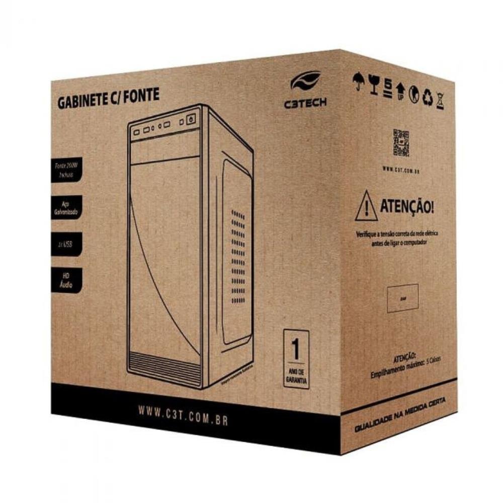 Gabinete Micro-atx Mt-28bk Com Fonte 200w C3tech