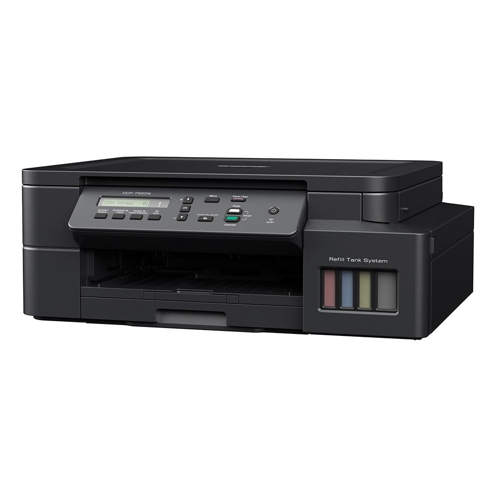 Multifuncional Brother Inktank DCPT520W, A4, 30PPM, 12PPM Color, USB, Wi-Fi, Preto, 110V