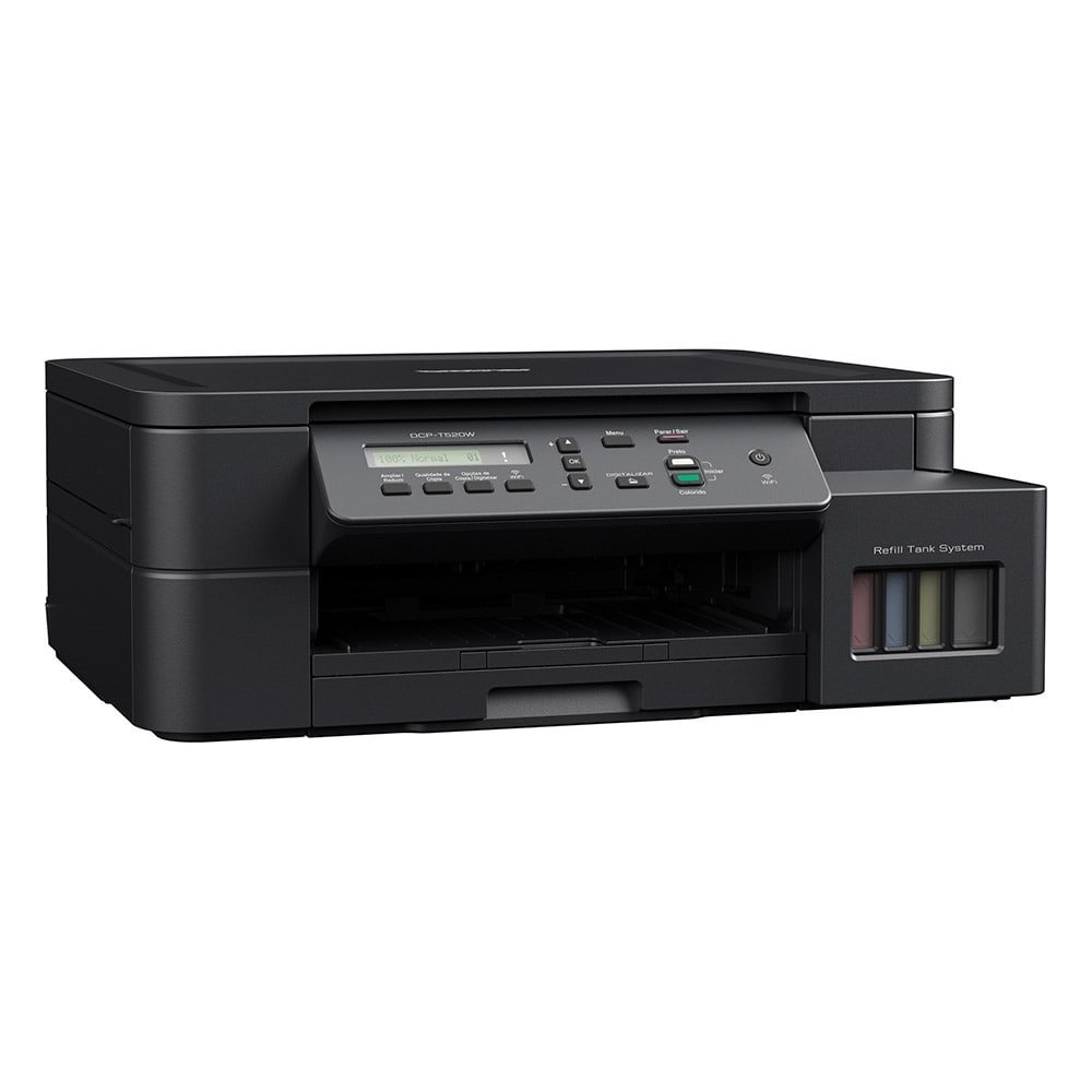 Multifuncional Brother Inktank DCPT520W, A4, 30PPM, 12PPM Color, USB, Wi-Fi, Preto, 110V