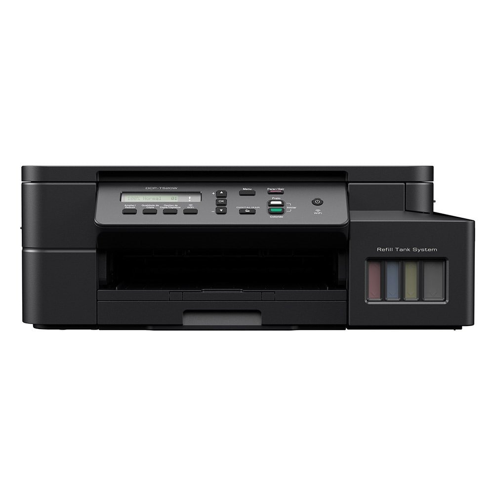Multifuncional Brother Inktank DCPT520W, A4, 30PPM, 12PPM Color, USB, Wi-Fi, Preto, 110V