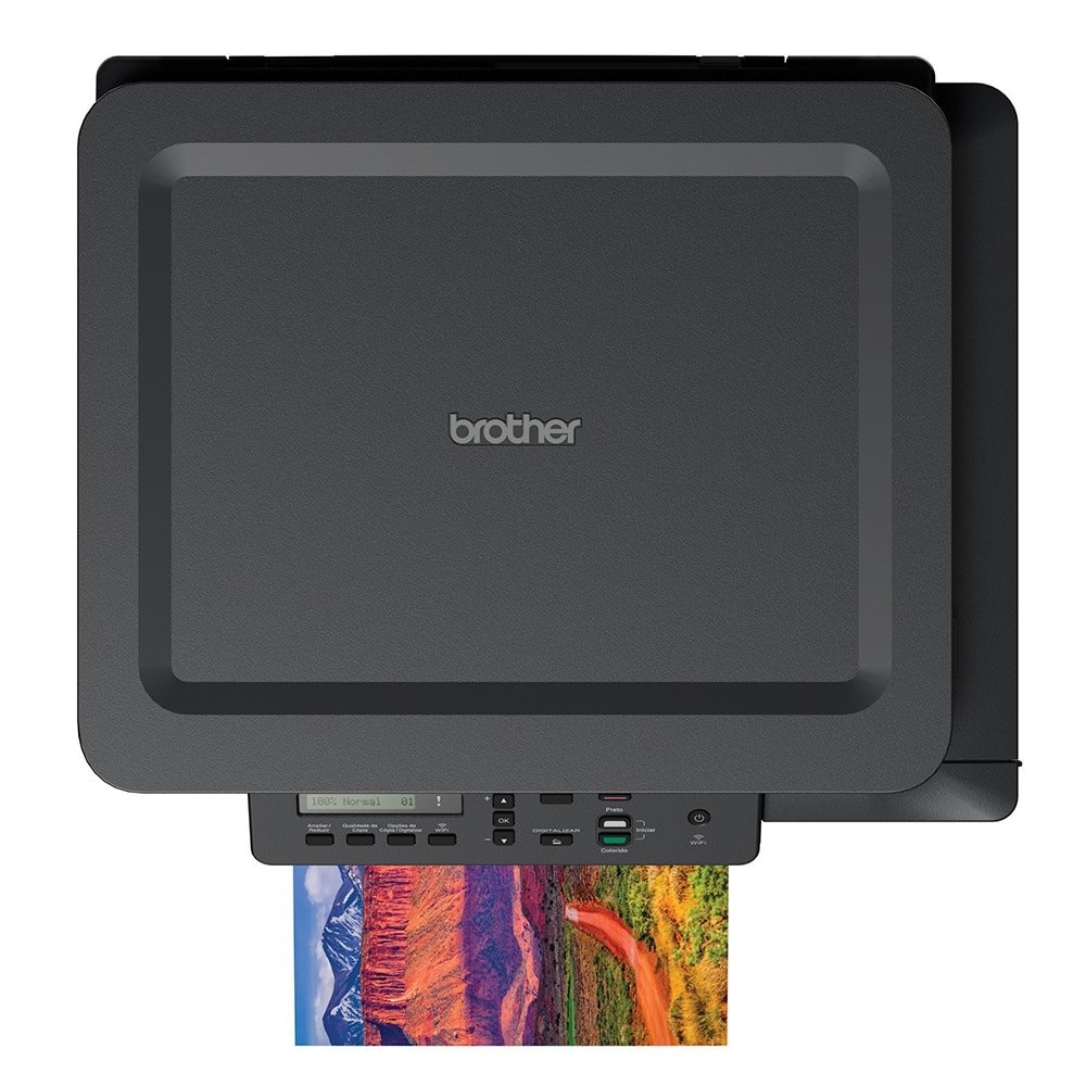 Multifuncional Brother Inktank DCPT520W, A4, 30PPM, 12PPM Color, USB, Wi-Fi, Preto, 110V