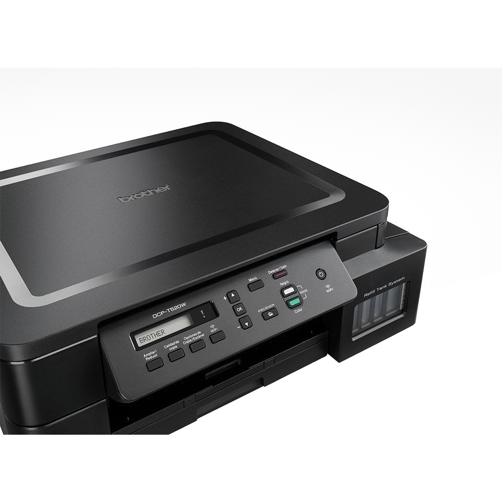 Multifuncional Brother Inktank DCPT520W, A4, 30PPM, 12PPM Color, USB, Wi-Fi, Preto, 110V