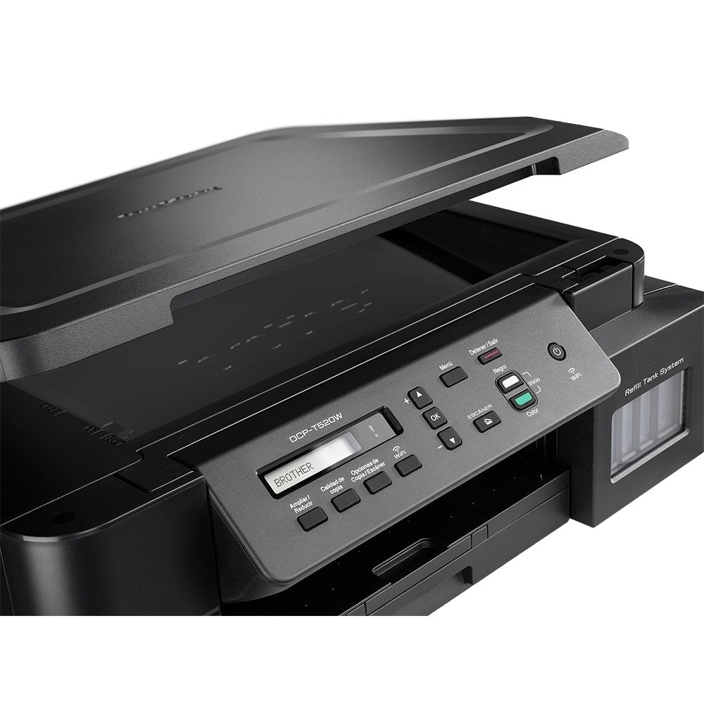 Multifuncional Brother Inktank DCPT520W, A4, 30PPM, 12PPM Color, USB, Wi-Fi, Preto, 110V