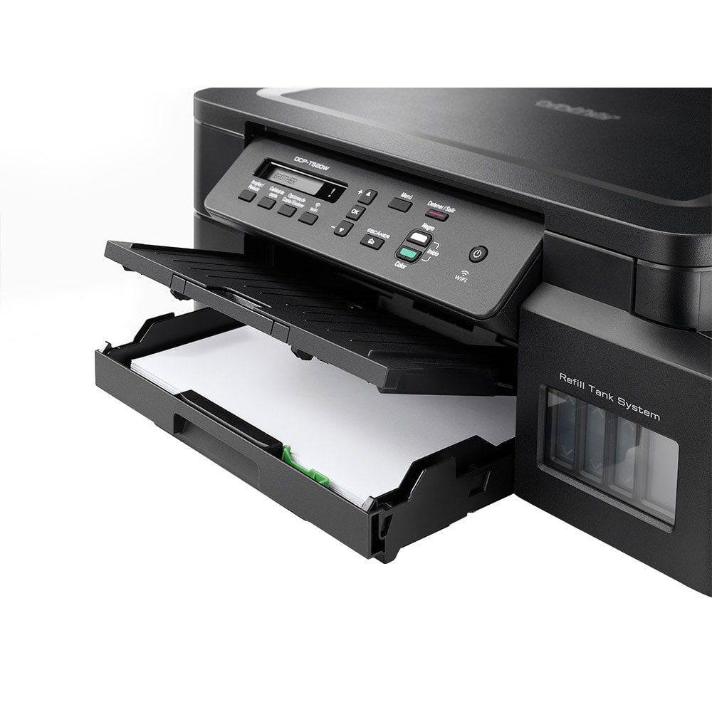 Multifuncional Brother Inktank DCPT520W, A4, 30PPM, 12PPM Color, USB, Wi-Fi, Preto, 110V