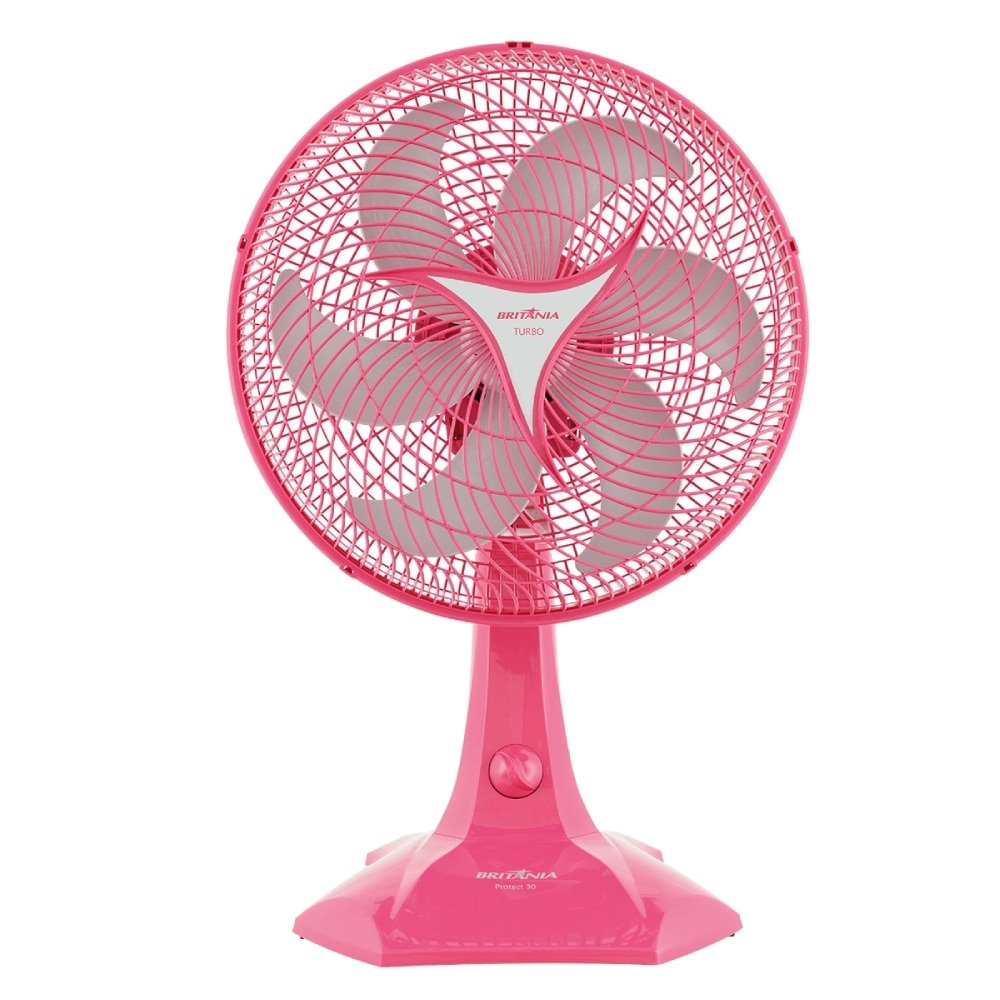 Ventilador de Mesa Britânia Protect Six 30cm, 3 Velocidades, Rosa, 220V
