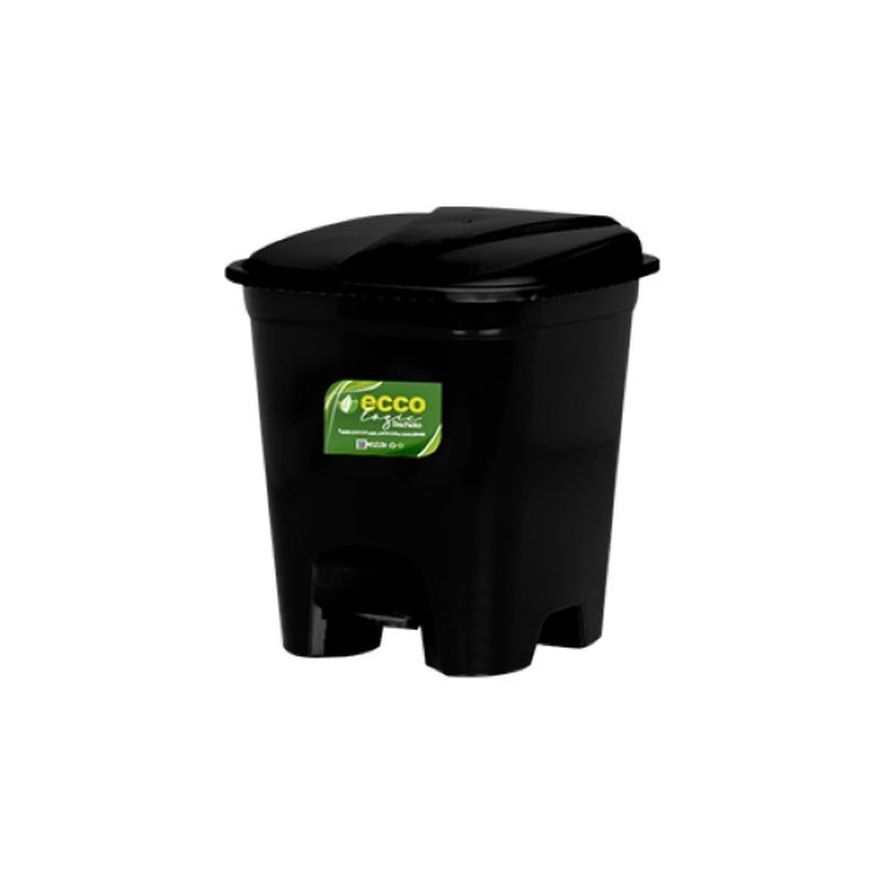Lixeira Quadrada Com Pedal Preta 7,5l Ecco