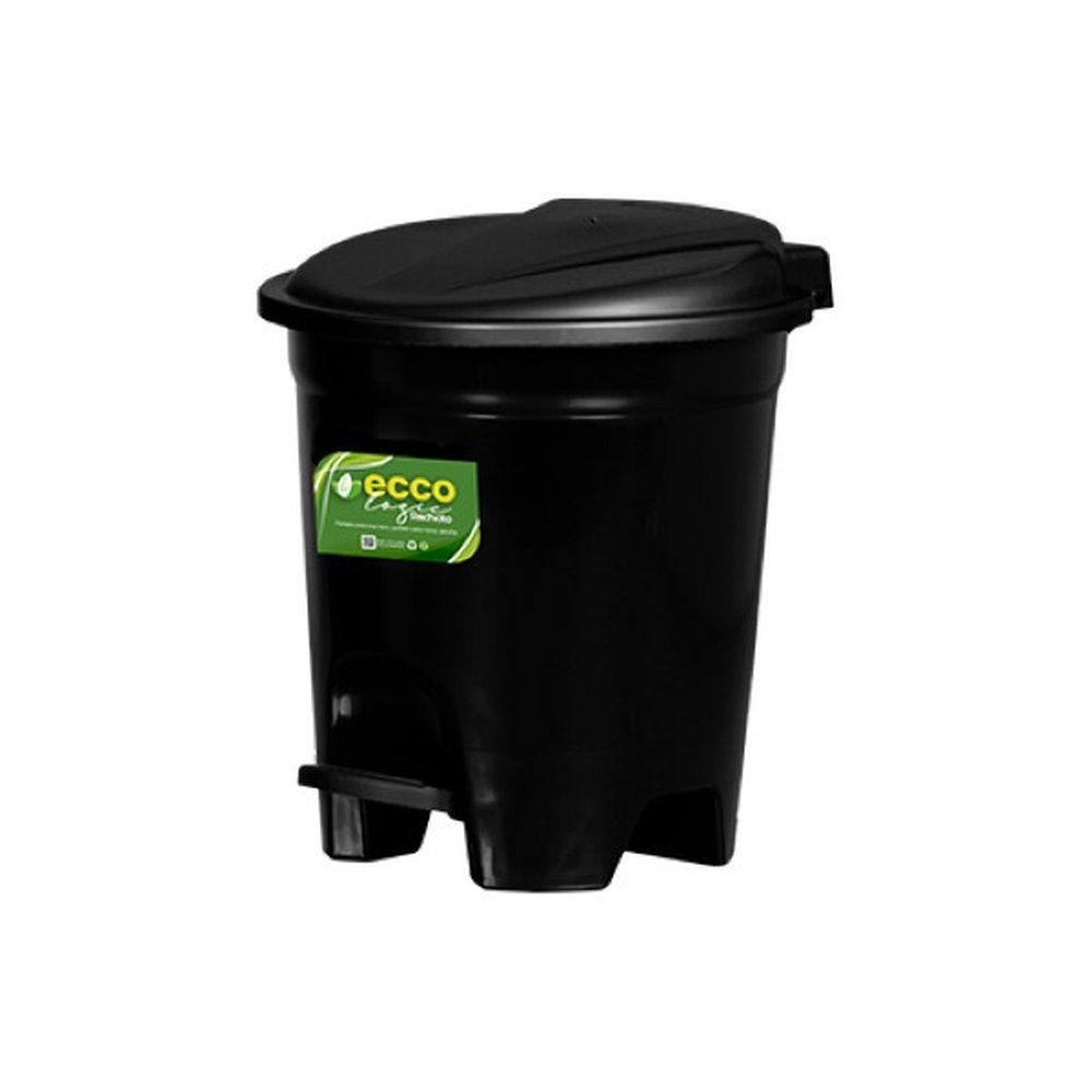 Lixeira Redonda Com Pedal Preta 6,5l Ecco