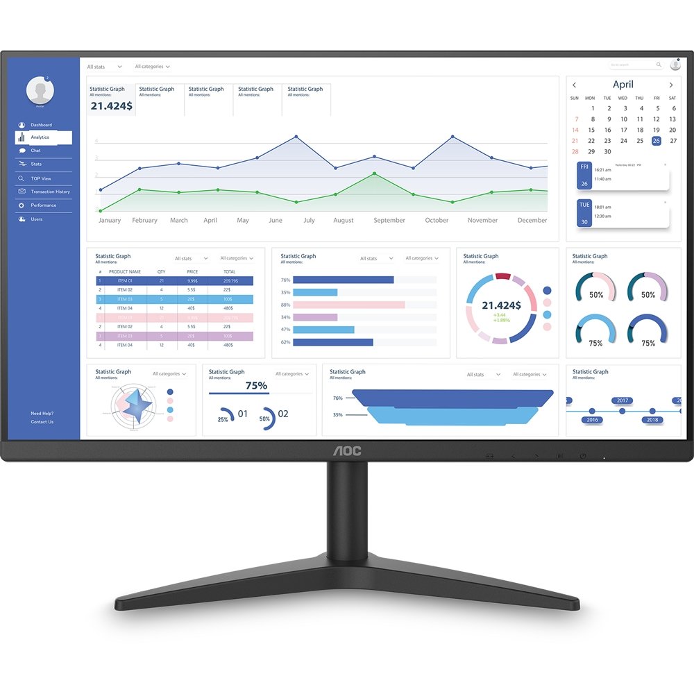 Monitor LED 27" AOC 27B1HM, HDR, Resolução 1920x1080, Widescreen, HDMI, VGA, 75Hz