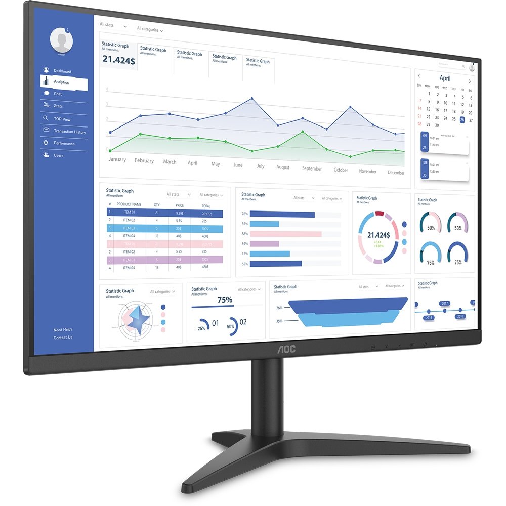 Monitor LED 27" AOC 27B1HM, HDR, Resolução 1920x1080, Widescreen, HDMI, VGA, 75Hz