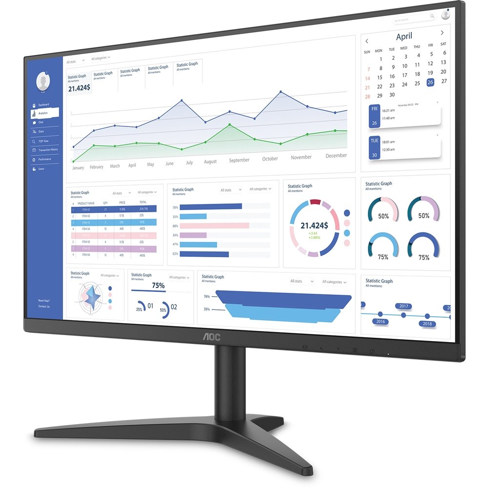 Monitor LED 27" AOC 27B1HM, HDR, Resolução 1920x1080, Widescreen, HDMI, VGA, 75Hz