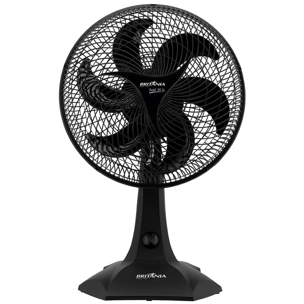 Ventilador de Mesa Britânia 30cm Protect 30, 3 Velocidades, 6 Pás, Preto 220V