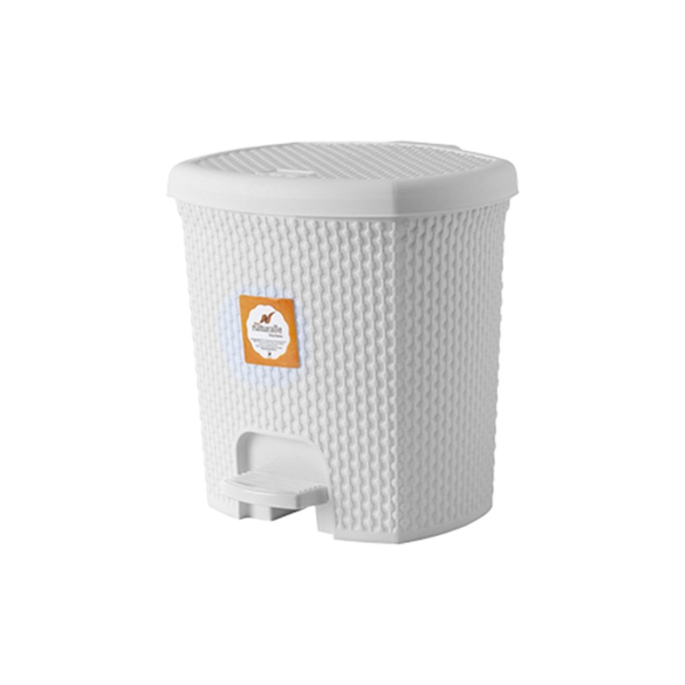 Lixeira Quadrada Com Pedal Branca 7,5l Naturalle Rattan