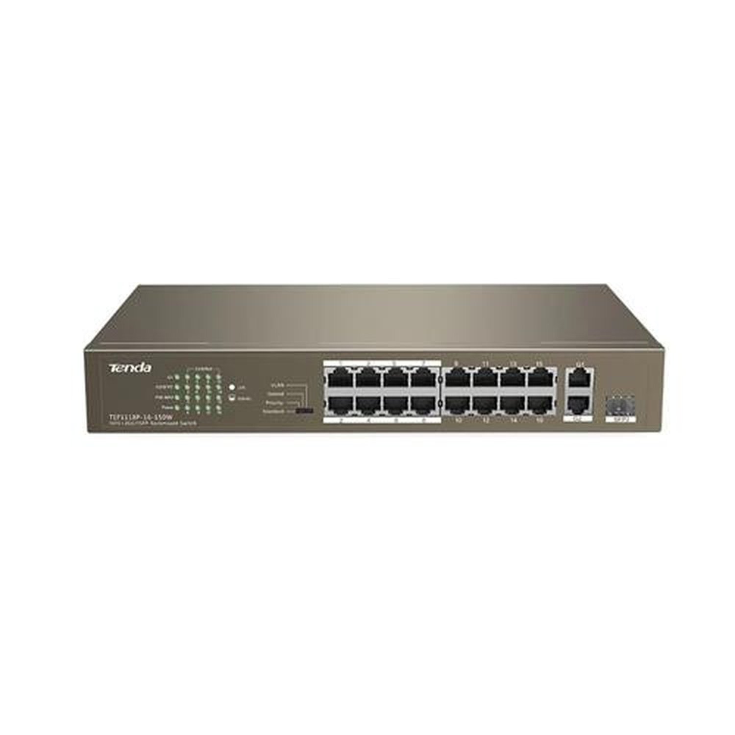 Switch Tenda 18 Portas Fast + 16 Portas Poe - Tef1118p-16-150W