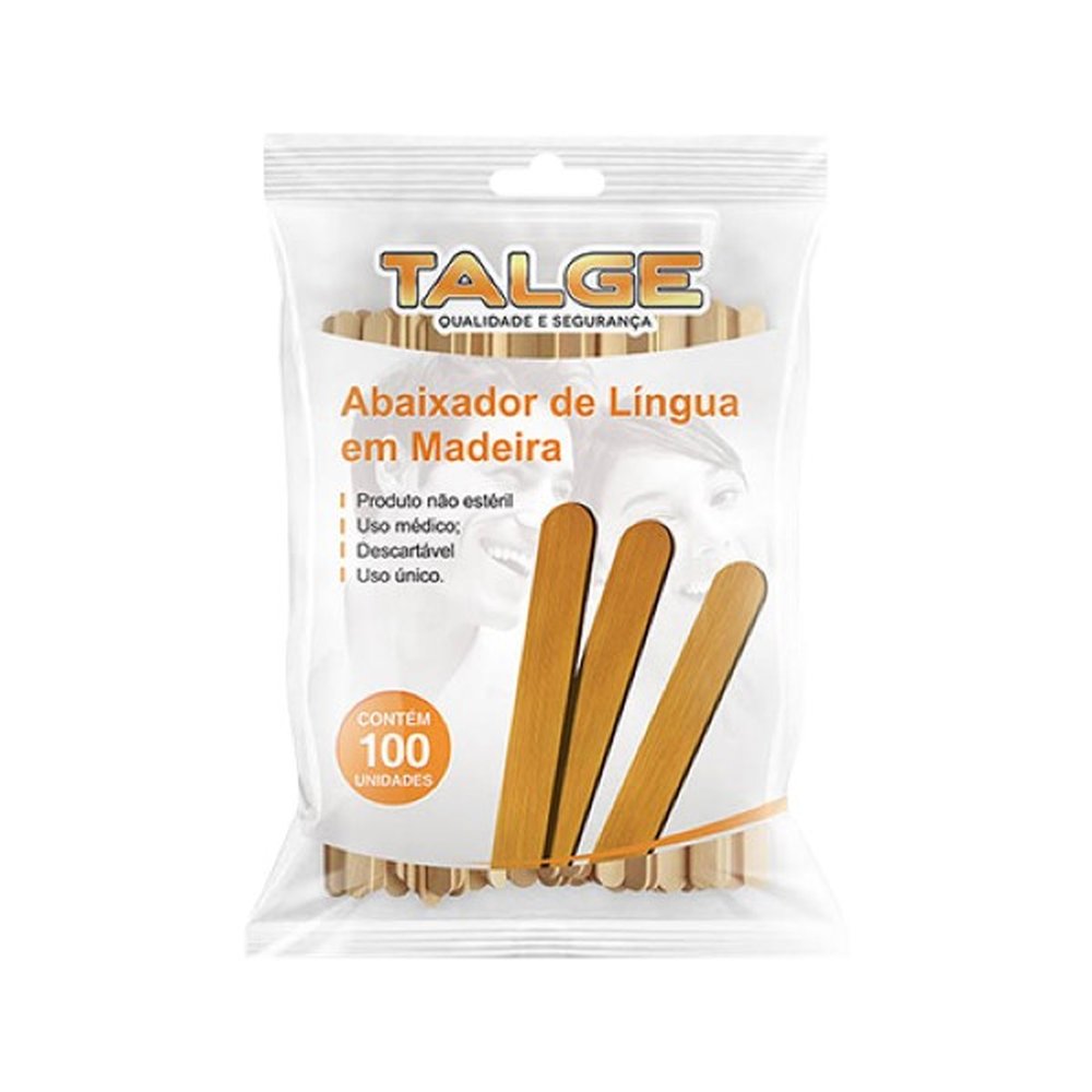 Abaixador De Lingua Madeira 100 Unidades Talge