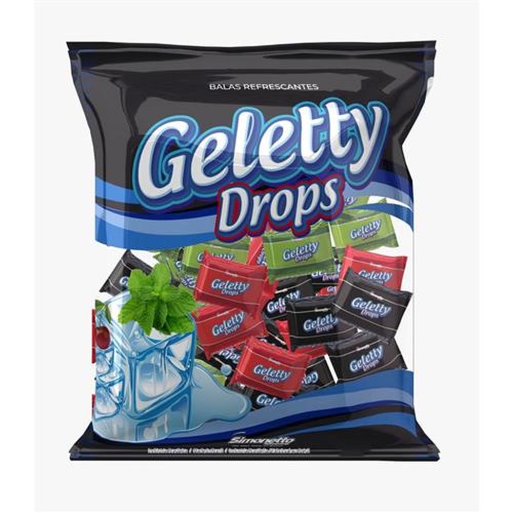 Bala Geletty Drops Sortida 400g - Caixa Com 25 Pacotes