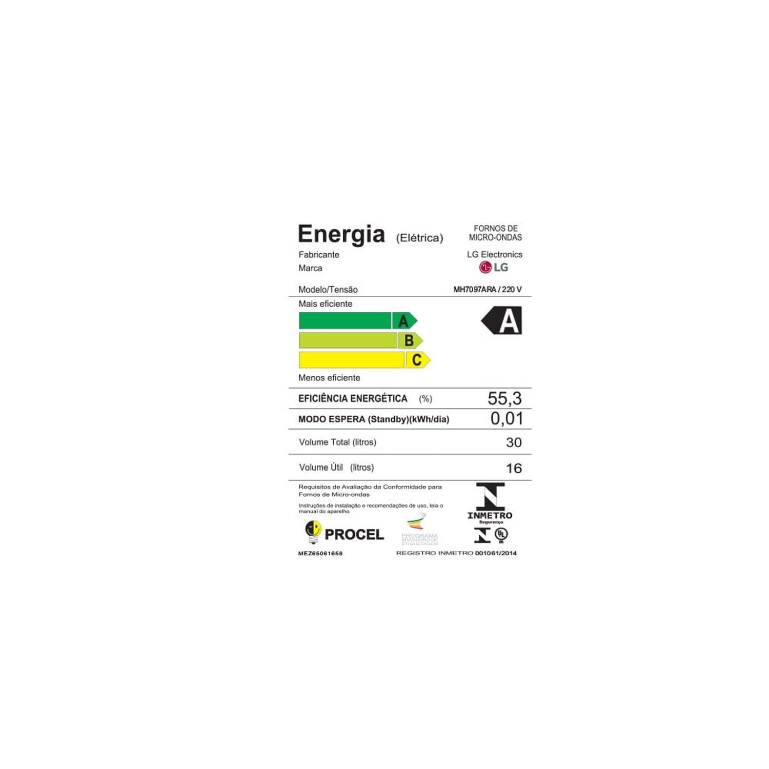 Micro-Ondas LG 30 Litros Easyclean MS3095LR, 800W, Prata, 220V