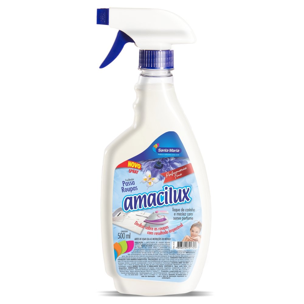 Caixa Com 12 Unidades De Facilitador De Passar Roupas Amacilux Spray 500 ml