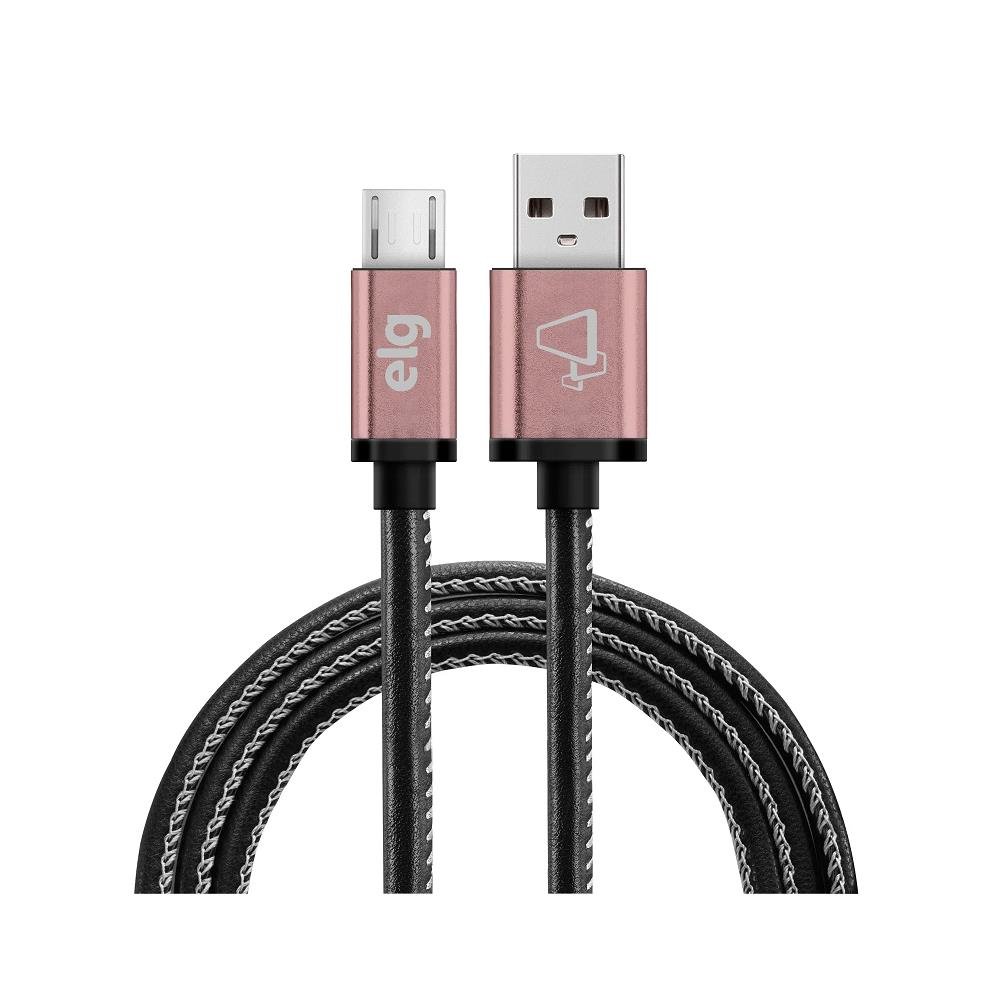 Cabo Micro Usb Elg Skn510bk 1M Couro Preto