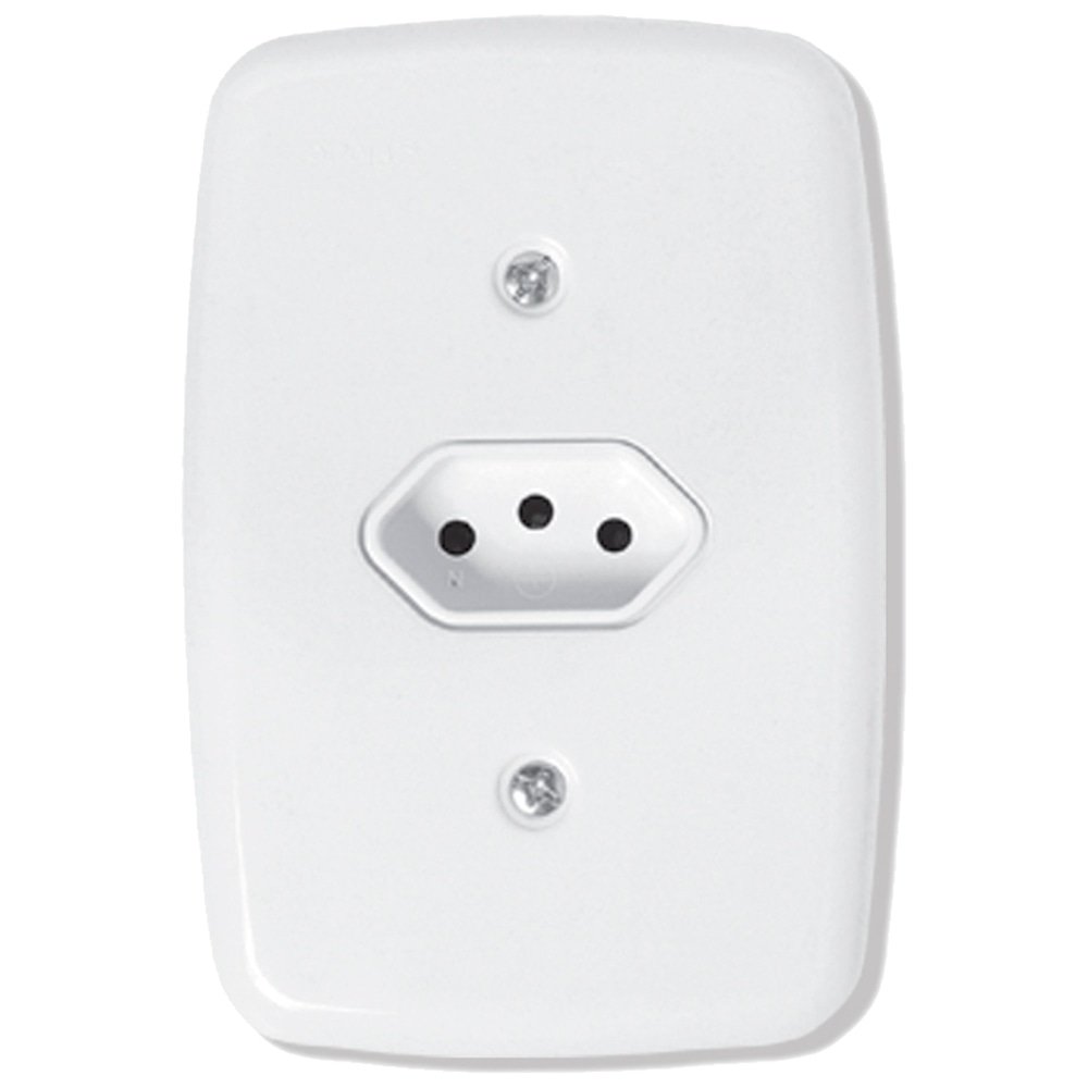 Tomada Ideale Pluzie 2P+T 10A com Placa 4x2 Branca
