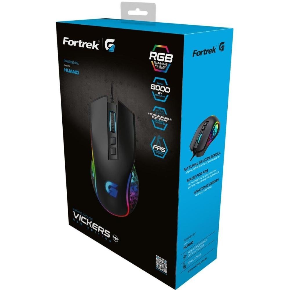 Mouse Gamer Fortrek Vickers New Edition 8000 Dpi RGB Preto