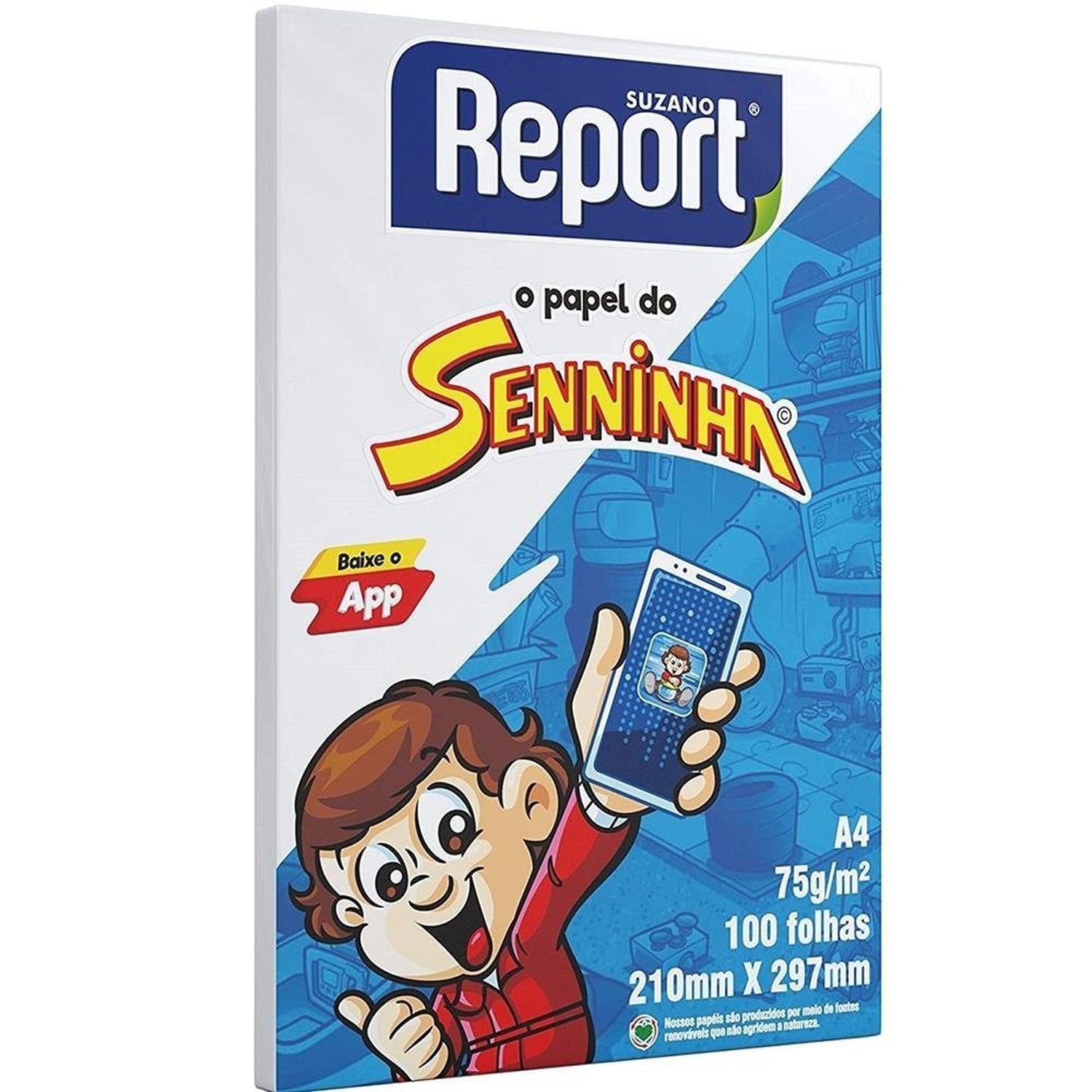 Papel A4 C/100 75G/Bco Senninha Report Suz
