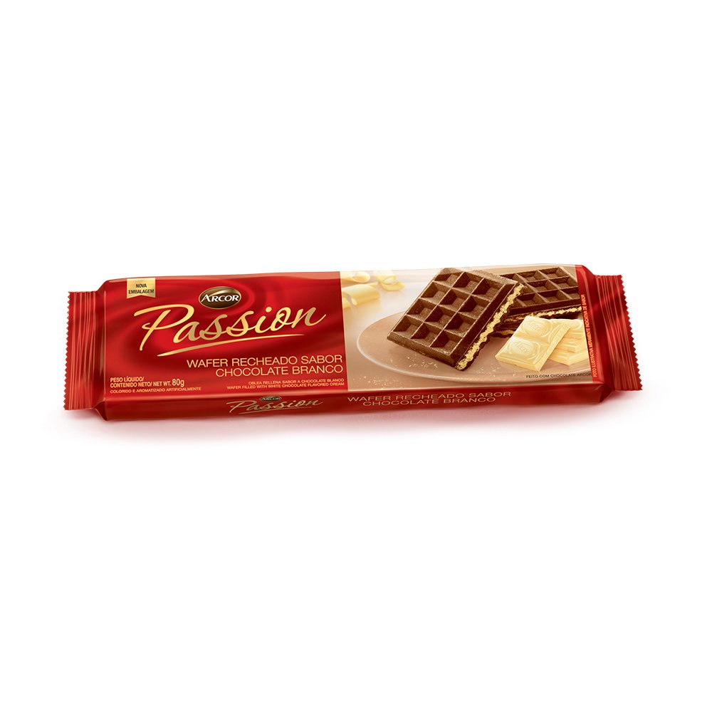 Wafer Arcor Passion Recheio Chocolate Branco 80g