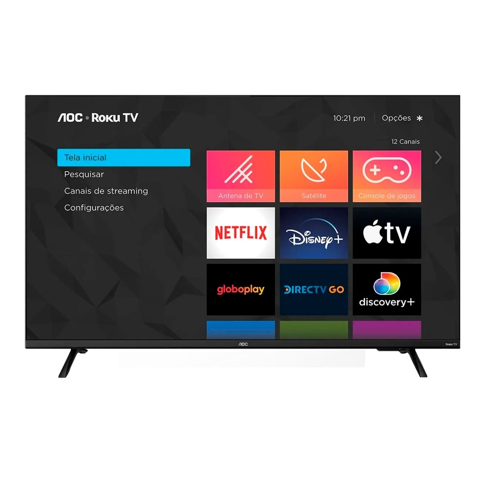 Smart TV LED 32" AOC 32S5135/78G LCD HD com Wi-Fi, 2 USB,3 HDMI,Controle Remoto Aplicativo Roku, Botão Netflix, 60Hz