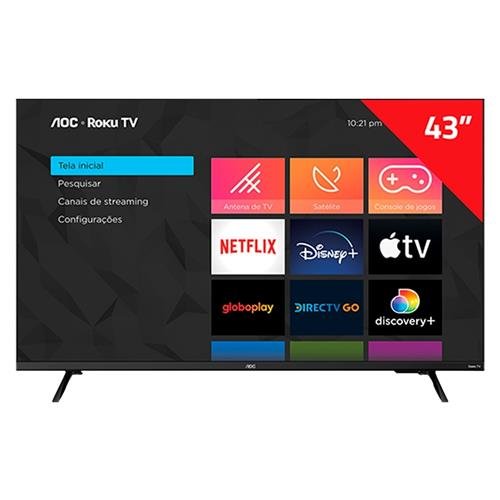 Smart TV LED 43" AOC 43S5135/78G, Full HD com Wi-Fi