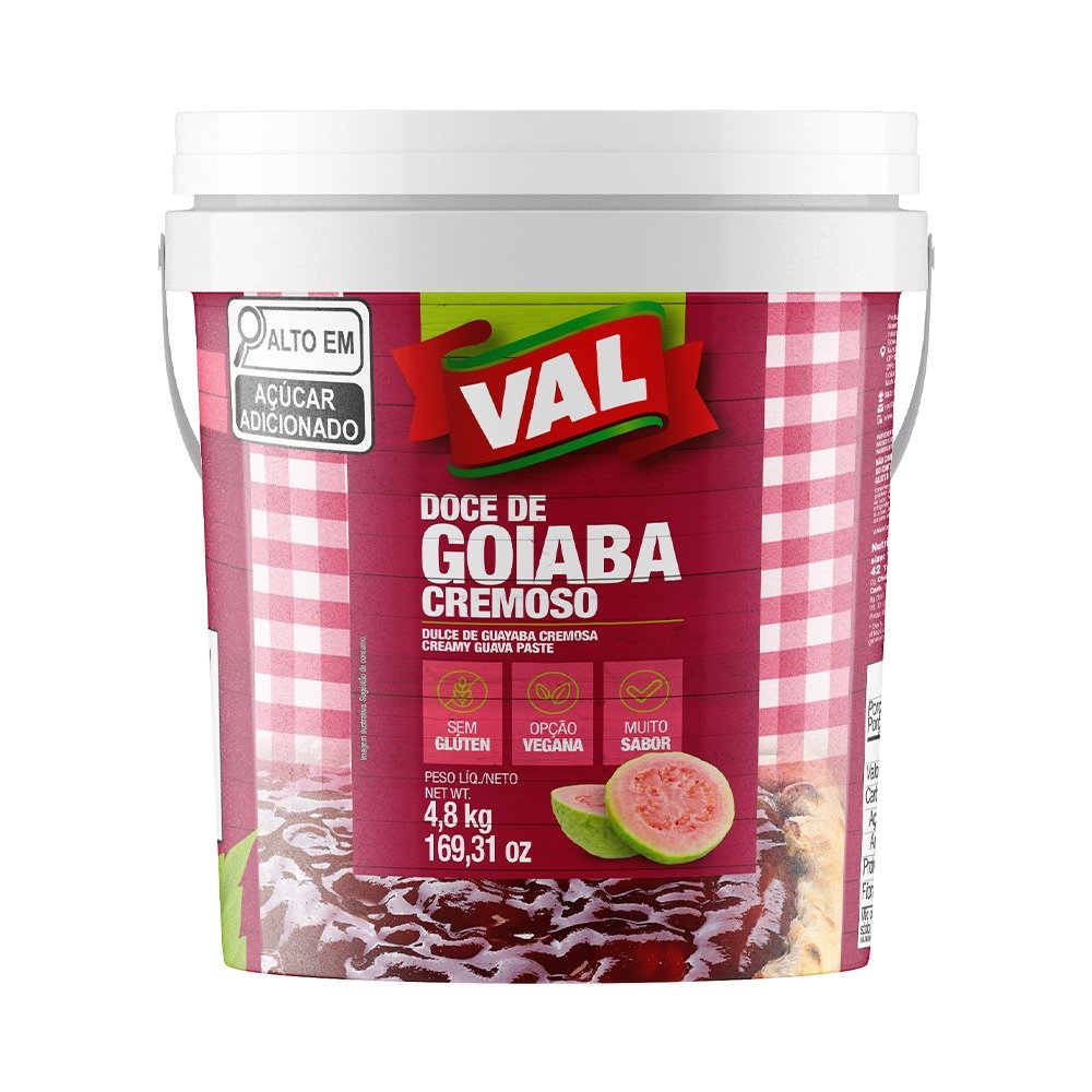 Doce de Goiaba Val Cremoso Balde 4,8kg - Embalagem com 4 unidades