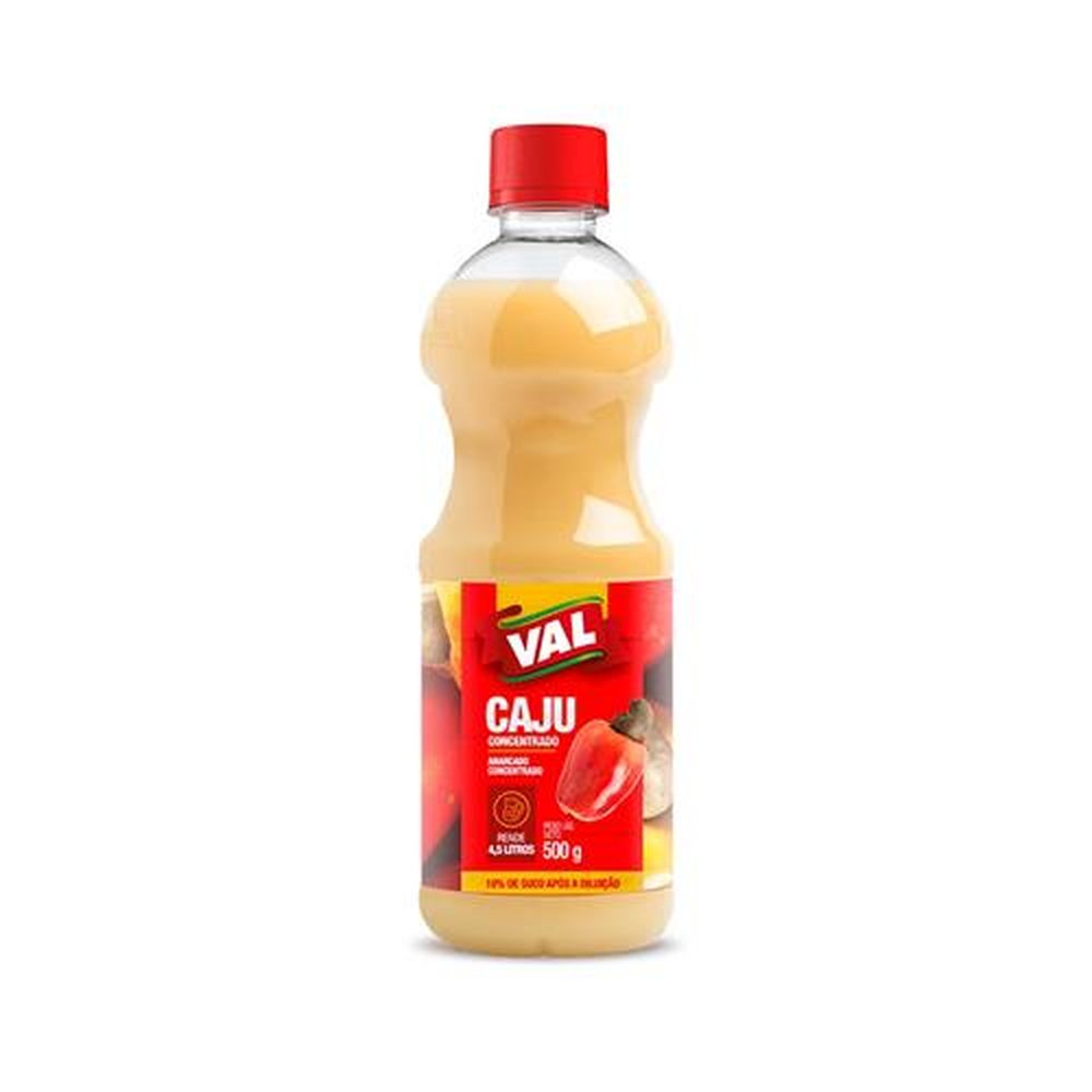 Suco de Caju Val Concentrado Garrafa 500ml - Embalagem com 12 unidades