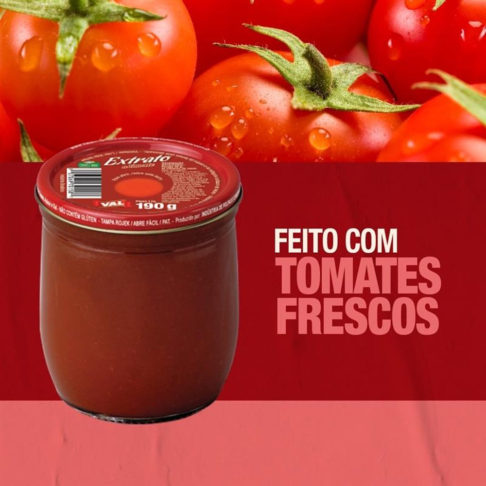 Extrato de Tomate Val Copo de Vidro 190g - Embalagem com 24 unidades