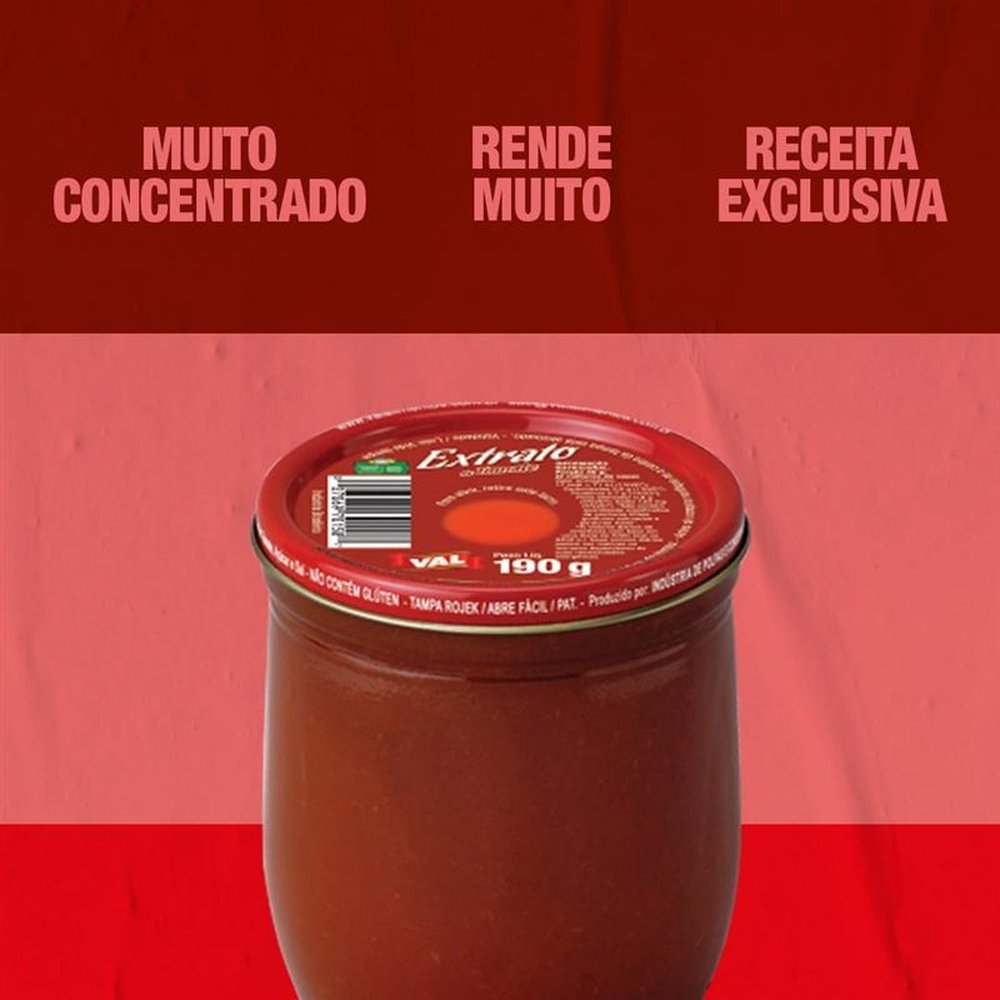 Extrato de Tomate Val Copo de Vidro 190g - Embalagem com 24 unidades