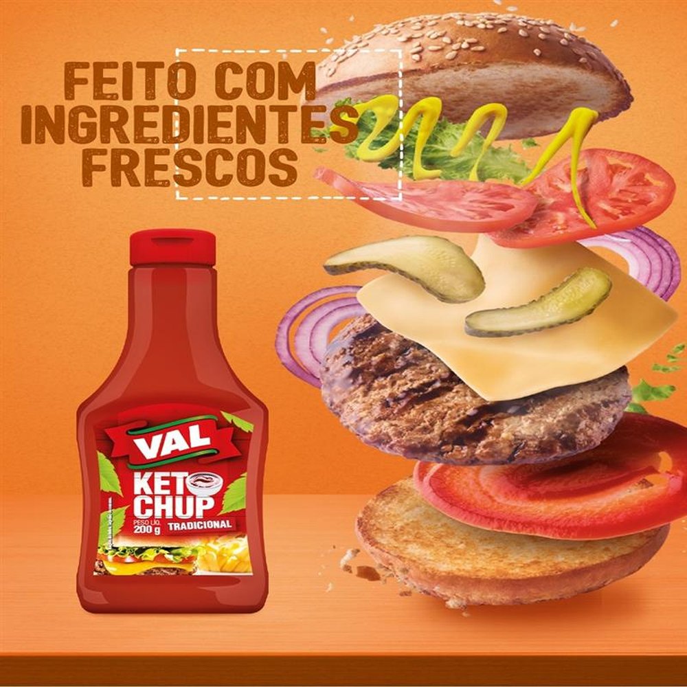 Ketchup Val Tradicional Bisnaga 200g - Embalagem com 12 unidades