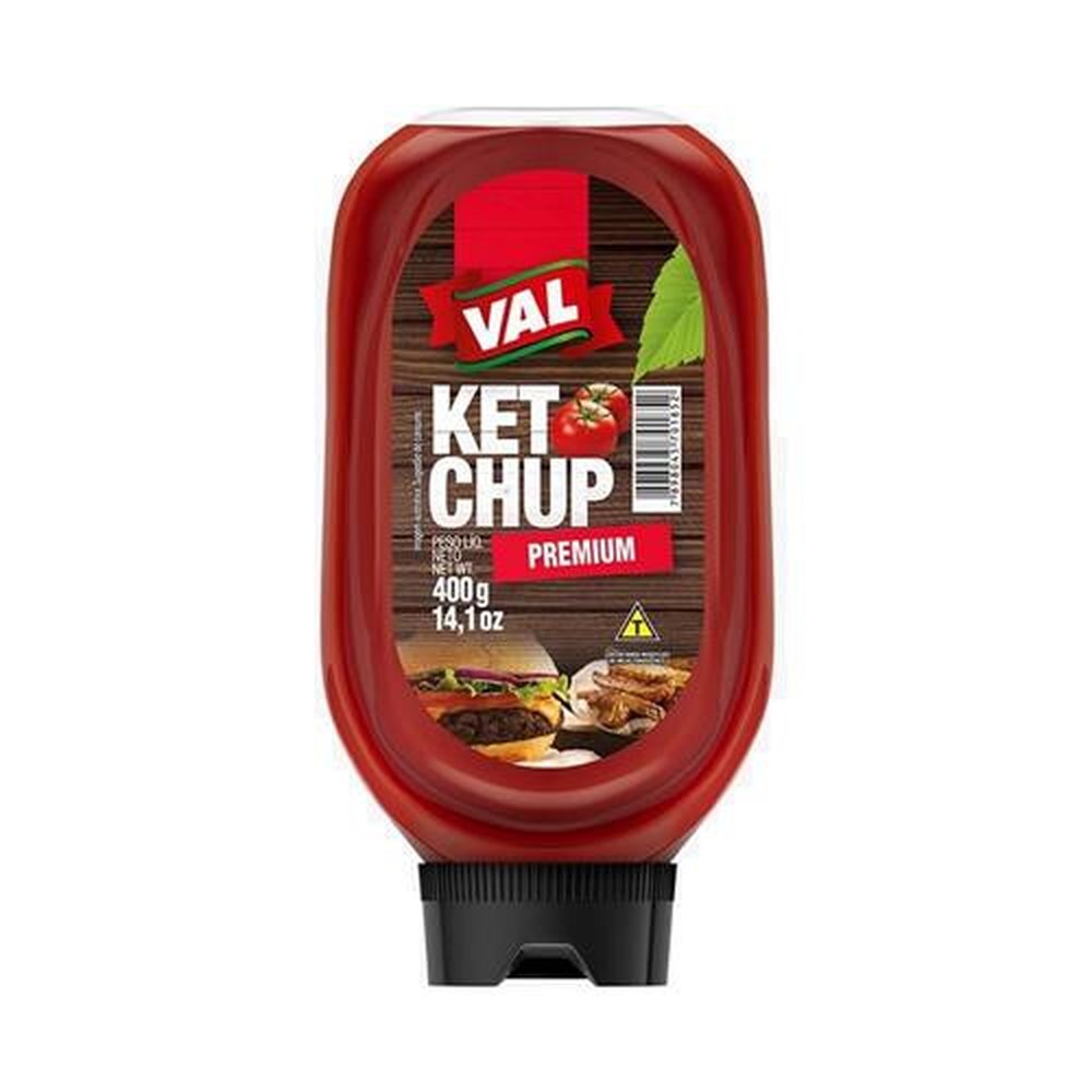 Ketchup Val Premium Top Down 400g - Embalagem com 12 unidades