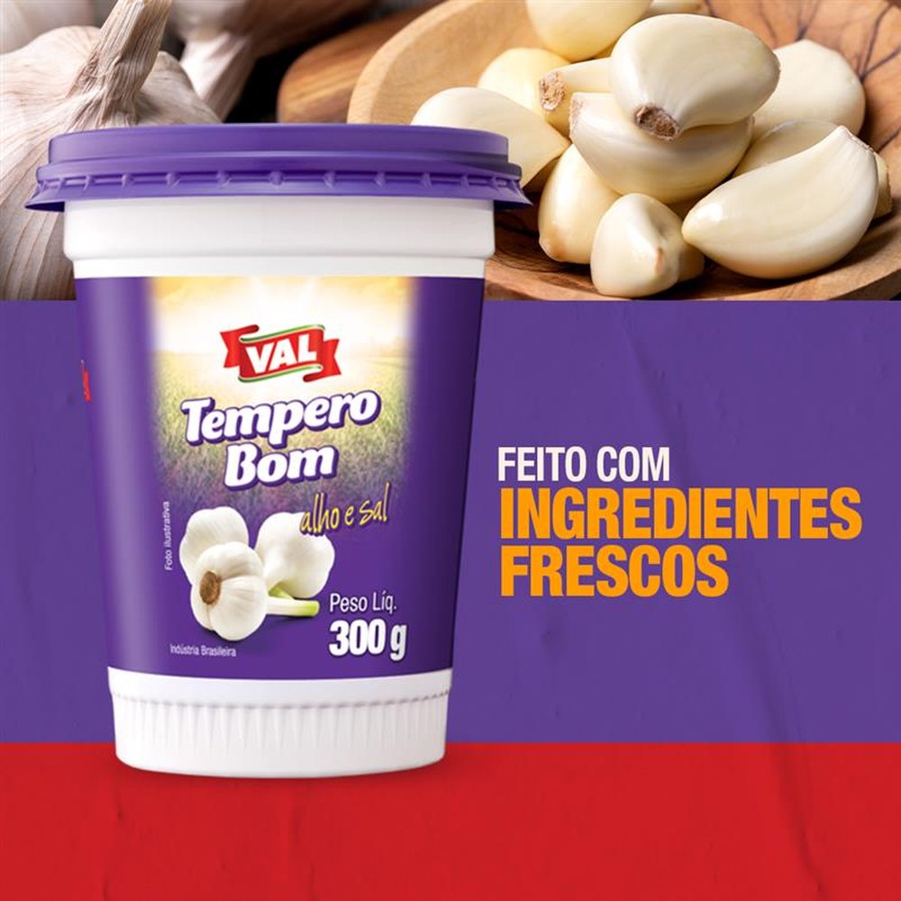 Tempero Val Alho e Sal 300g - Embalagem com 24 unidades