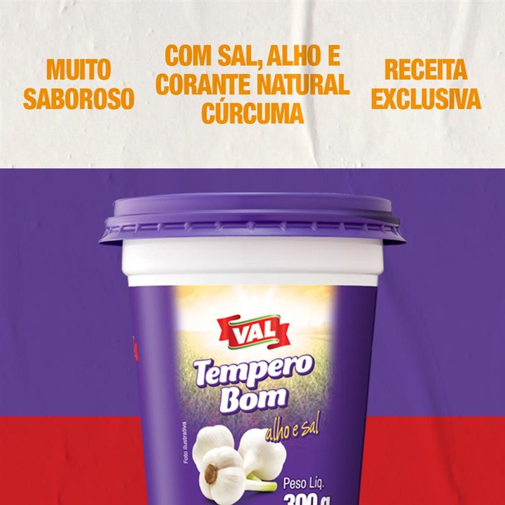 Tempero Val Alho e Sal 300g - Embalagem com 24 unidades