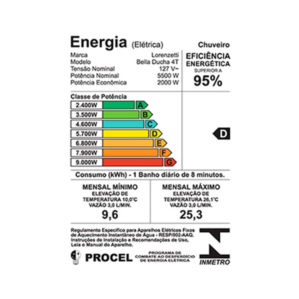 Chuveiro Lorenzetti Bella Ducha Ultra 4 Temperaturas Branca 5500W, 110V