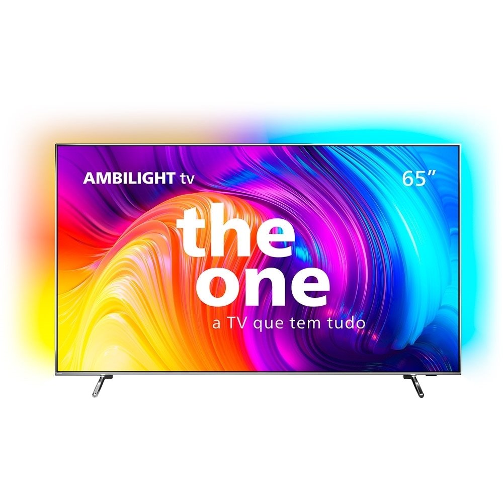 Smart TV LED 65" Philips The One 65PUG8807/78 4K UHD Android com Wi-Fi, 2 USB, 4 HDMI, Ambilight, AMD FreeSync, 120Hz