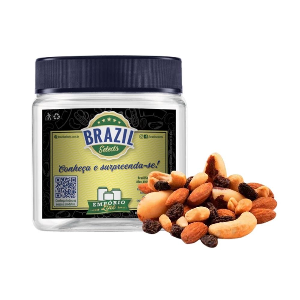 Caixa De Pote Mix Nuts (Castanha De Caju, Castanha Do Pará, Amêndoas, Amendoim E Uva Passas) - 250G