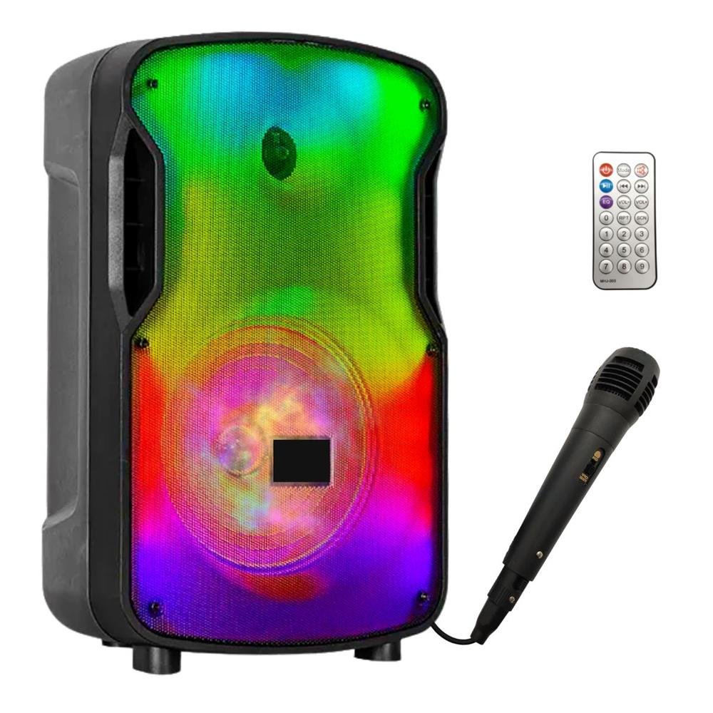 Caixa De Som Bluetooth Com Microfone Usb Controle Remoto Radio Recarregável