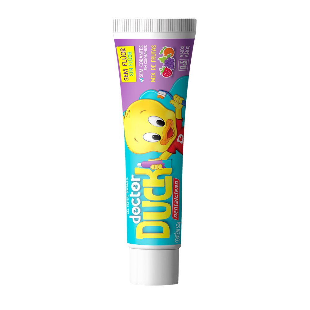 Gel Dental Infantil sem Flúor Mix de Frutas Doctor Duck Dentalclean Caixa 50g