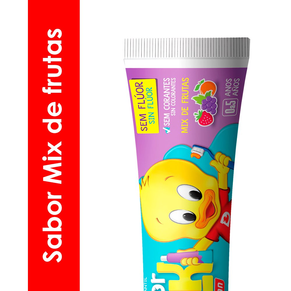 Gel Dental Infantil sem Flúor Mix de Frutas Doctor Duck Dentalclean Caixa 50g