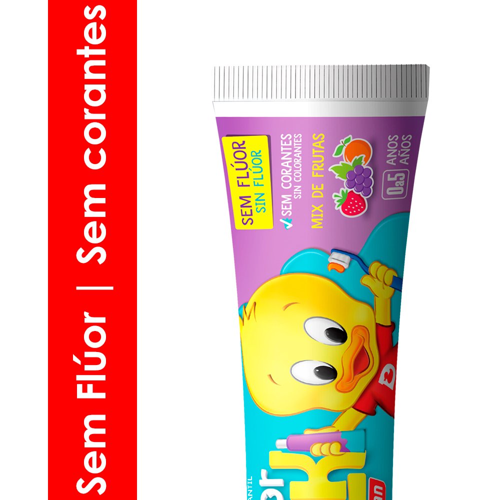 Gel Dental Infantil sem Flúor Mix de Frutas Doctor Duck Dentalclean Caixa 50g