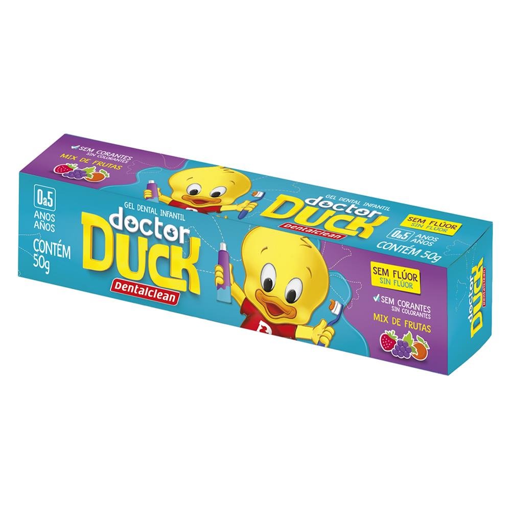 Gel Dental Infantil sem Flúor Mix de Frutas Doctor Duck Dentalclean Caixa 50g