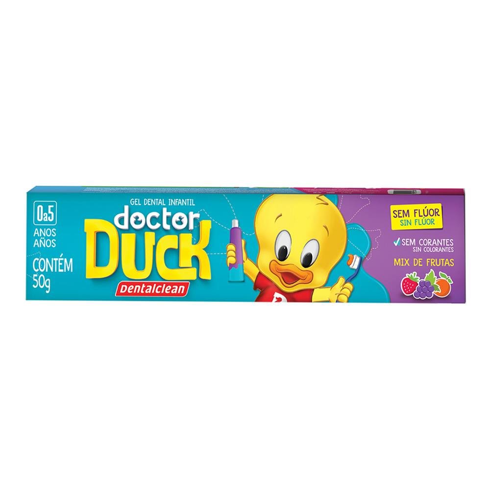 Gel Dental Infantil sem Flúor Mix de Frutas Doctor Duck Dentalclean Caixa 50g