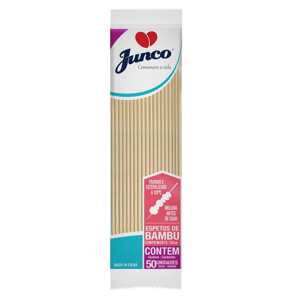 Espeto para Churrasco de Bambu 30cm Junco - 50 unidades