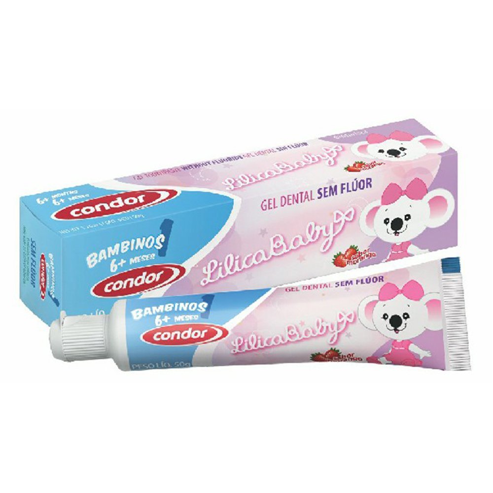 Condor Gel Dental Lilica Ripilica S/Fluor Morango 50G 0-2 Anos 3513-Un/1