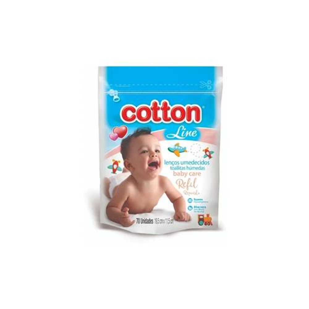 Lenço Umedecido Refil Cotton Line Com 70 Unidades